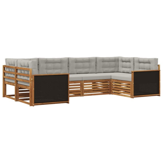 vidaXL Outdoor-Sofagarnitur mit Kissen 6 Stk Natur und Hellgrau 3383764