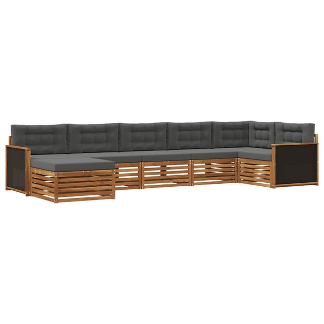 vidaXL Outdoor-Sofagarnitur mit Kissen 7 Stk Natur und Anthrazit 3383615
