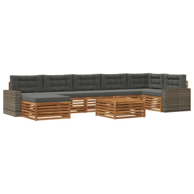 vidaXL Outdoor-Sofagarnitur mit Kissen 8 Stk Natur und Anthrazit 3383670