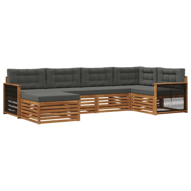 vidaXL Outdoor-Sofagarnitur mit Kissen 6 Stk Natur und Anthrazit 3383565