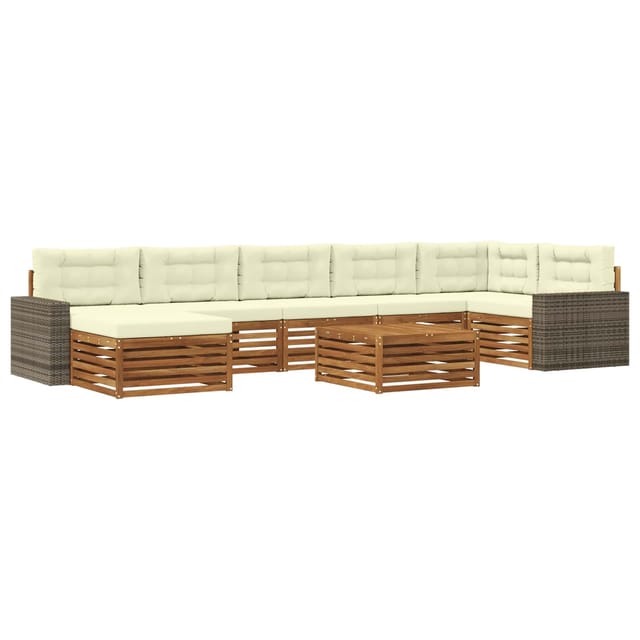vidaXL Outdoor-Sofagarnitur mit Kissen 8 Stk Natur und Creme 3383668