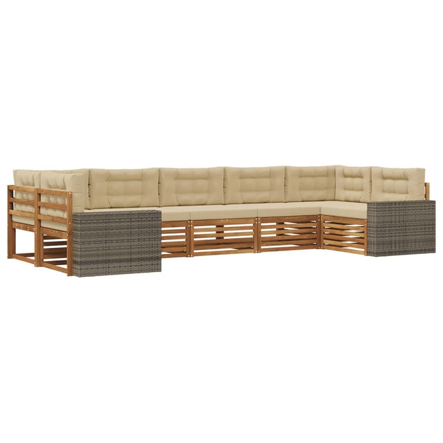 vidaXL Outdoor-Sofagarnitur mit Kissen 7 Stk Natur und Beige 3383821