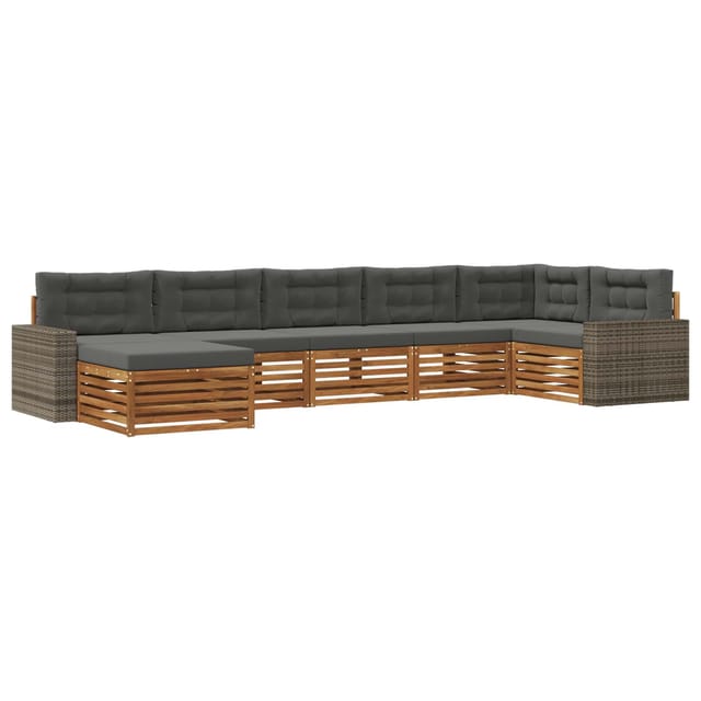 vidaXL Outdoor-Sofagarnitur mit Kissen 7 Stk Natur und Anthrazit 3383640