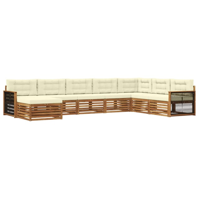 vidaXL Outdoor-Sofagarnitur mit Kissen 8 Stk Natur und Creme 3383713