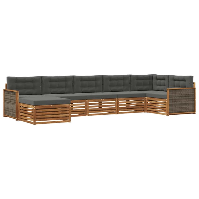 vidaXL Outdoor-Sofagarnitur mit Kissen 7 Stk Natur und Anthrazit 3383620