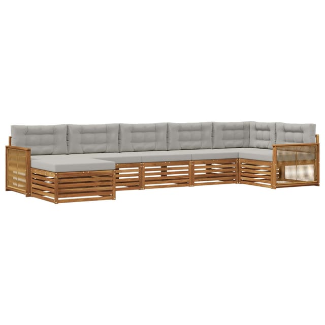 vidaXL Outdoor-Sofagarnitur mit Kissen 7 Stk Natur und Hellgrau 3383629