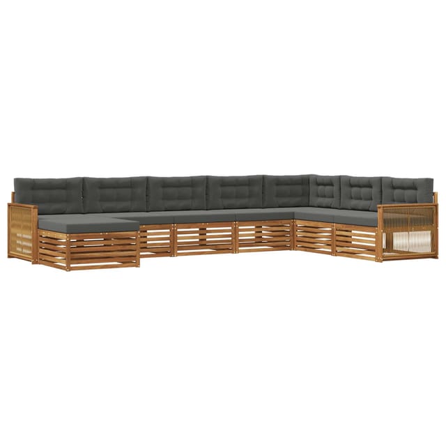 vidaXL Outdoor-Sofagarnitur mit Kissen 8 Stk Natur und Anthrazit 3383720