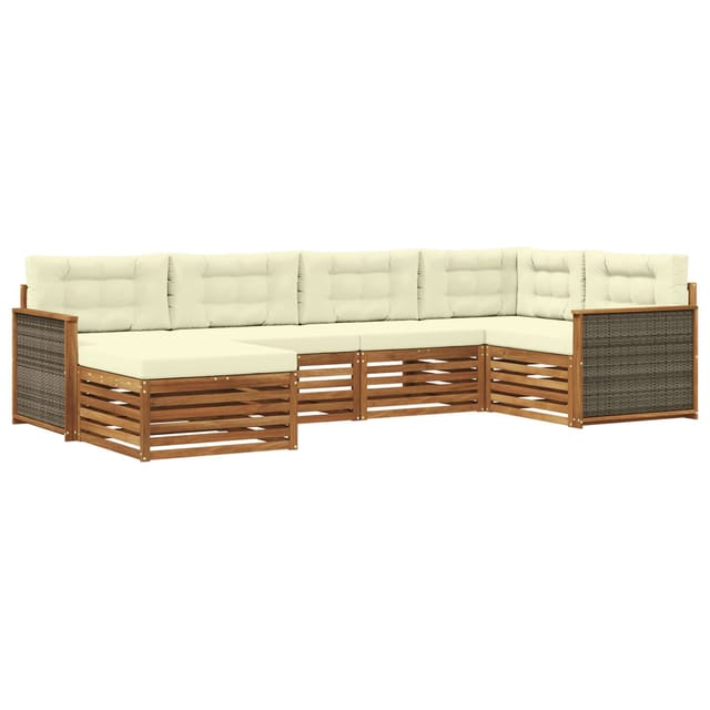 vidaXL Outdoor-Sofagarnitur mit Kissen 6 Stk Natur und Creme 3383558