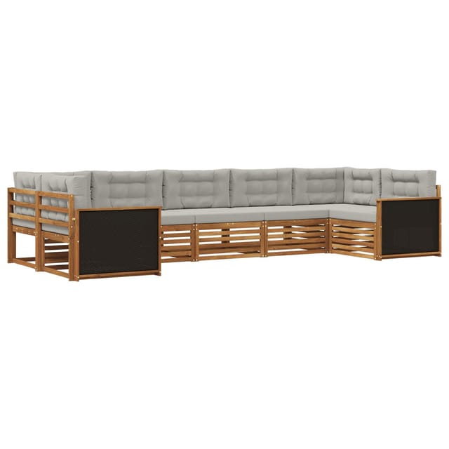 vidaXL Outdoor-Sofagarnitur mit Kissen 7 Stk Natur und Hellgrau 3383794