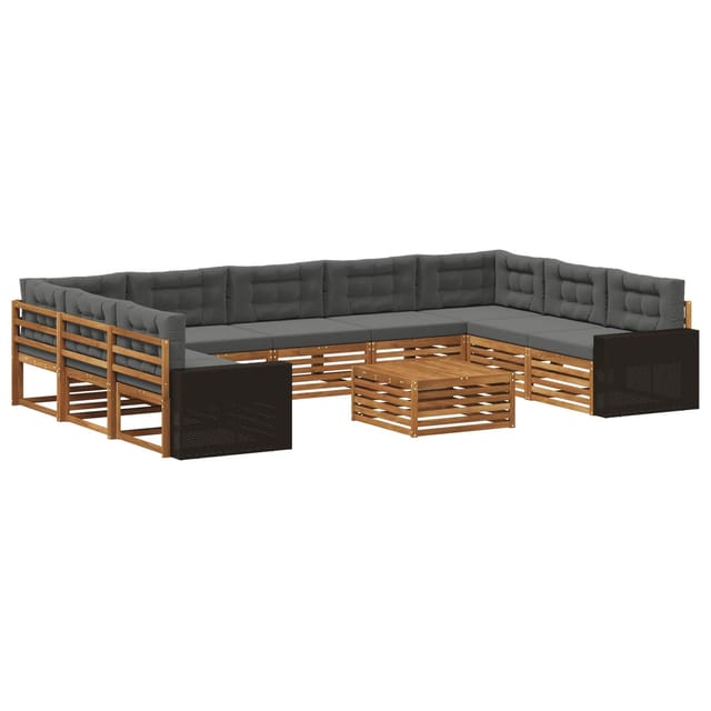 vidaXL Outdoor-Sofagarnitur mit Kissen 10 Stk Natur und Anthrazit 3383875