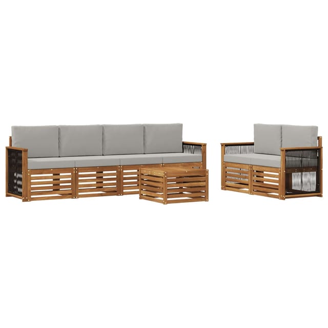 vidaXL Outdoor-Sofagarnitur mit Kissen 7 Stk Natur und Hellgrau 3384052