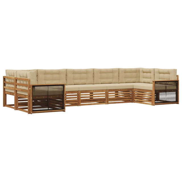 vidaXL Outdoor-Sofagarnitur mit Kissen 7 Stk Natur und Beige 3383806
