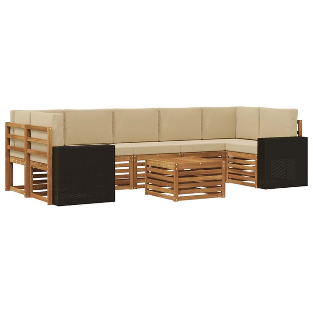 vidaXL Outdoor-Sofagarnitur 8 Stk Natur und Beige Massivholz Akazie 3384154
