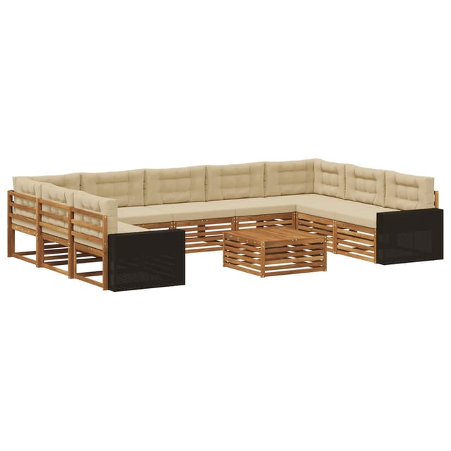 vidaXL Outdoor-Sofagarnitur 10 Stk Natur und Beige Massivholz Akazie 3383876