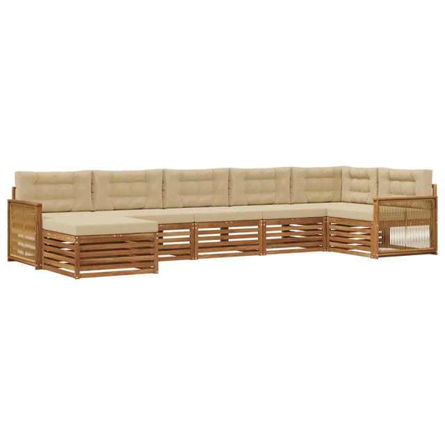 vidaXL Outdoor-Sofagarnitur mit Kissen 7 Stk Natur und Beige 3383631