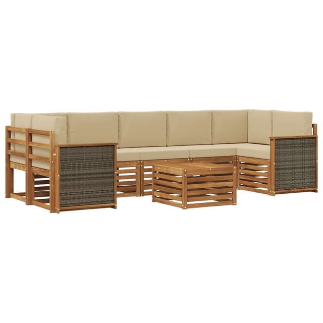 vidaXL Outdoor-Sofagarnitur 8 Stk Natur und Beige Massivholz Akazie 3384139