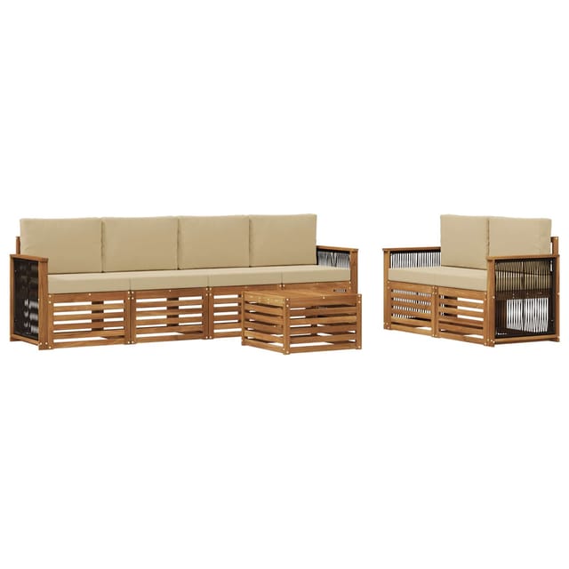 vidaXL Outdoor-Sofagarnitur 7 Stk Natur und Beige Massivholz Akazie 3384054