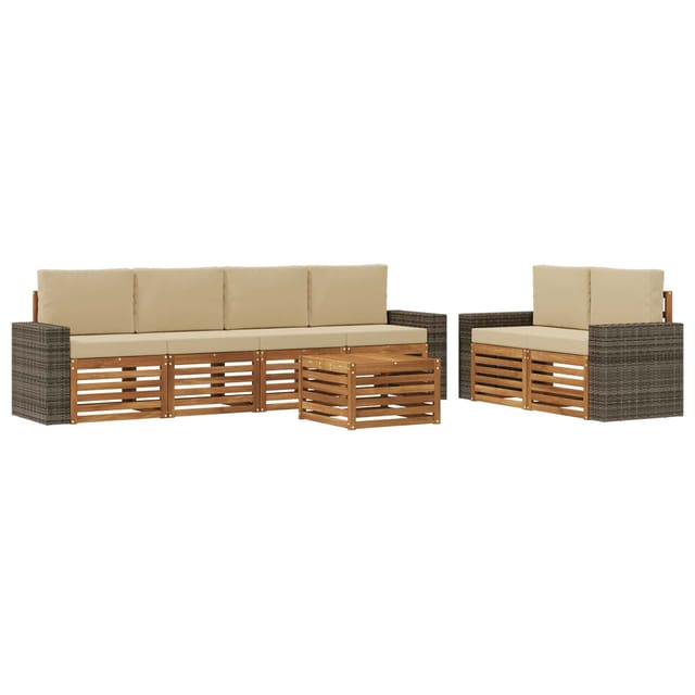 vidaXL Outdoor-Sofagarnitur 7 Stk Natur und Beige Massivholz Akazie 3384069