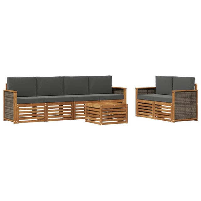 vidaXL Outdoor-Sofagarnitur mit Kissen 7 Stk Natur und Anthrazit 3384048