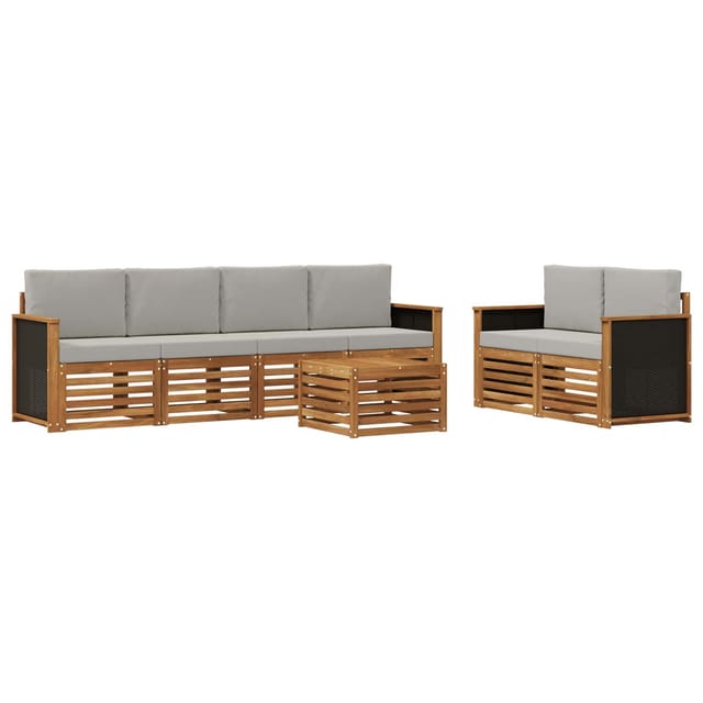 vidaXL Outdoor-Sofagarnitur mit Kissen 7 Stk Natur und Hellgrau 3384042