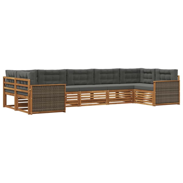 vidaXL Outdoor-Sofagarnitur mit Kissen 7 Stk Natur und Anthrazit 3383800