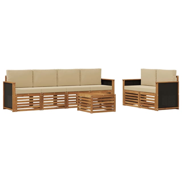 vidaXL Outdoor-Sofagarnitur 7 Stk Natur und Beige Massivholz Akazie 3384044