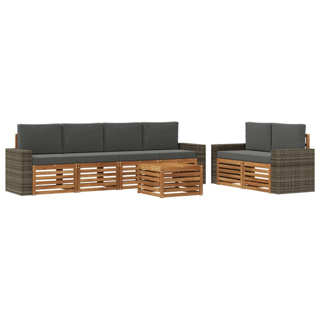 vidaXL Outdoor-Sofagarnitur mit Kissen 7 Stk Natur und Anthrazit 3384068
