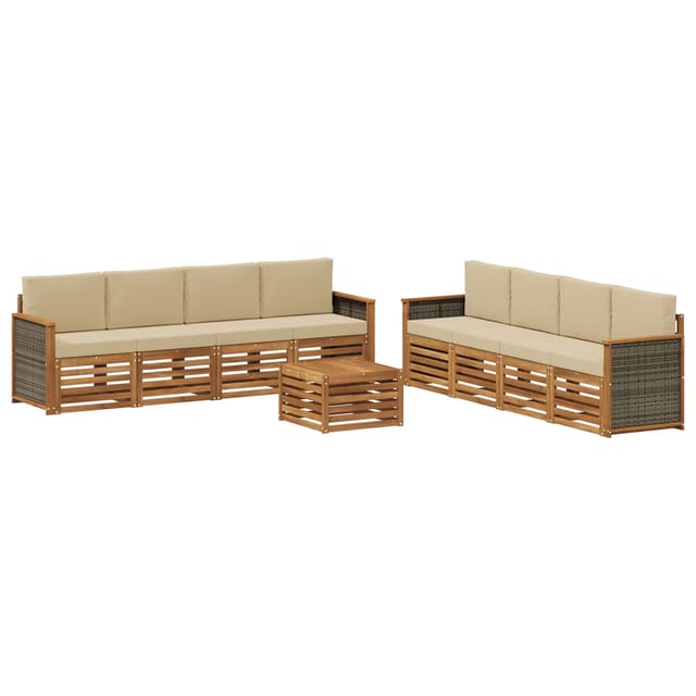 vidaXL Sofagarnituren mit Kissen 9 Stk Massivholz Akazie 3384169