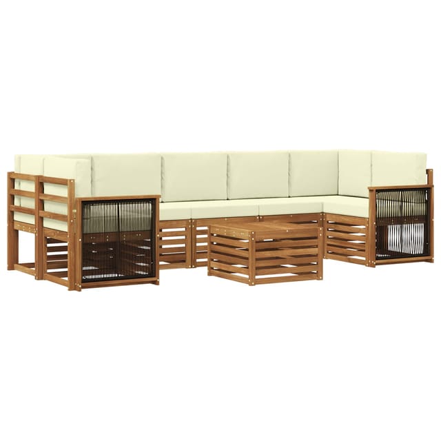 vidaXL Outdoor-Sofagarnitur 8 Stk Natur und Creme Massivholz Akazie 3384141