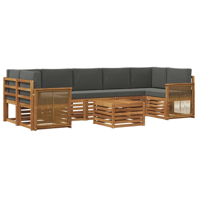 vidaXL Outdoor-Sofagarnitur mit Kissen 8 Stk Natur und Anthrazit 3384148