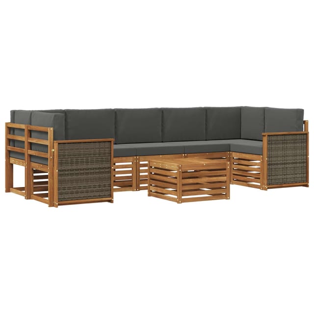 vidaXL Outdoor-Sofagarnitur mit Kissen 8 Stk Natur und Anthrazit 3384138