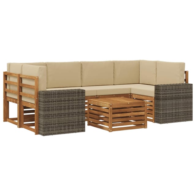 vidaXL Outdoor-Sofagarnitur 7 Stk Natur und Beige Massivholz Akazie 3384099