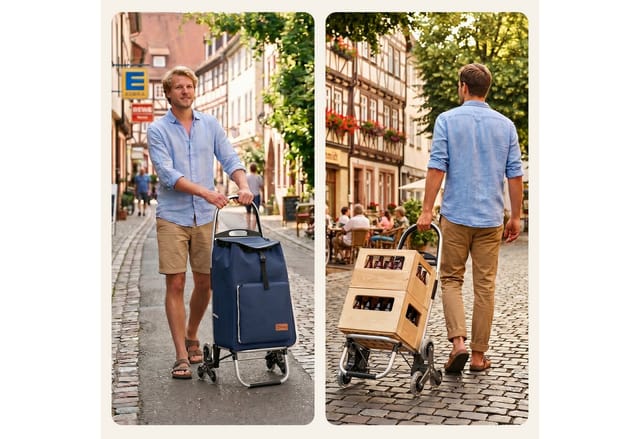 Sekey 50L Aluminium Einkaufstrolley Klappbar Treppensteiger mit Kühlfach Blau