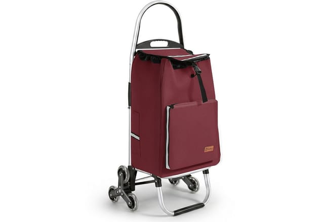 Sekey 50L Aluminium Einkaufstrolley Klappbar Treppensteiger mit Kühlfach Rot