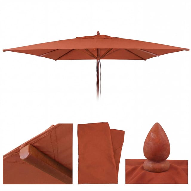 MCW Ersatz-Bezug Für Gastronomie Holz-Sonnenschirm C57b Eckig 4x4m Polyester Terrakotta