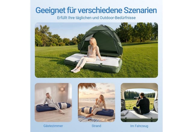 SoBuy Luftmatratze Luftbett Campingmatratze für 1 Person 191x22x76cm Grün OGS32-II-GR-P01
