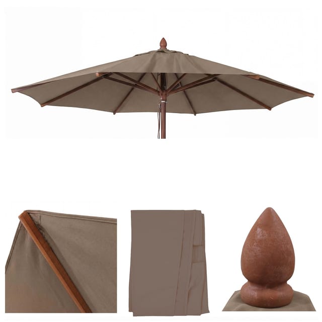 MCW Ersatz-Bezug Für Gastronomie Holz-Sonnenschirm C57b Rund Polyester Taupe