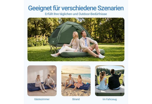 SoBuy Luftmatratze Luftbett Campingmatratze für 2 Personen 191x22x137cm Grün OGS32-II-L-GR-P01
