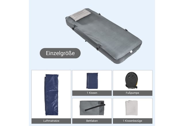 SoBuy Luftmatratze Luftbett Campingmatratze für 1 Person 191x22x76cm Grau OGS32-II-HG-P01