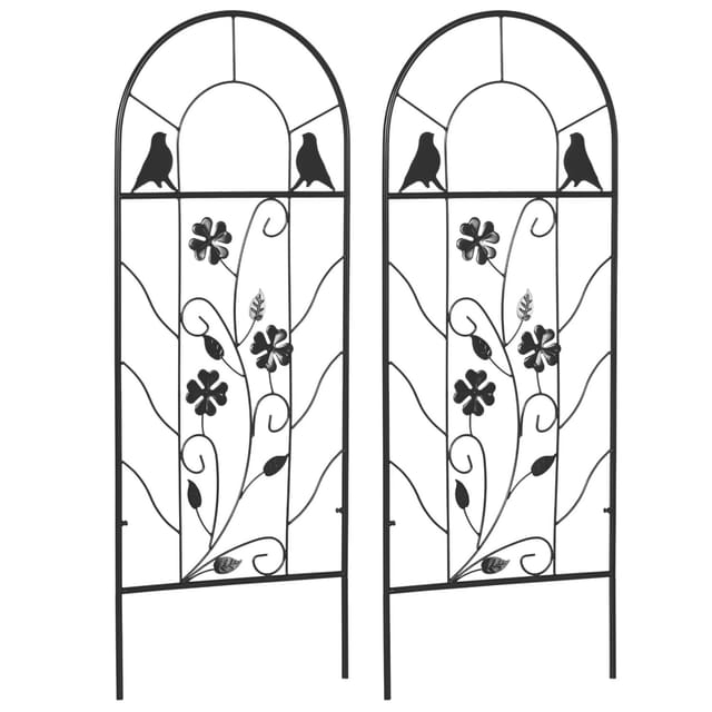 Furnicato Metallspaliere Set 2 Stück Schwarz 38b X 98h Cm