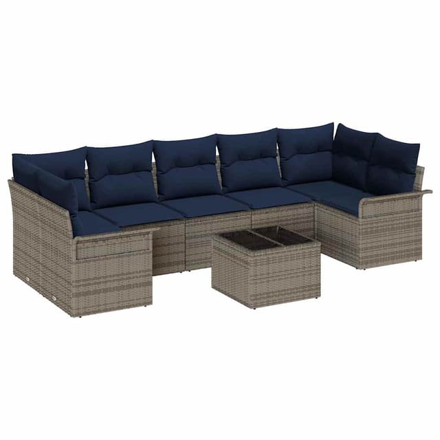 vidaXL Gartensofa-set 8 Stk Grau Poly-Rattan 3345285