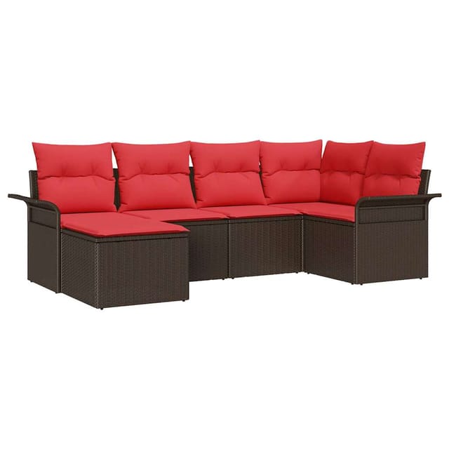 vidaXL Gartensofa-set mit Kissen 6 Stk Braun Poly-Rattan 3345434