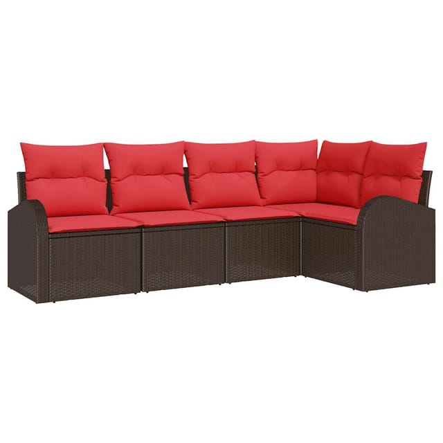 vidaXL Gartensofa-set 5 Stk Braun Poly-Rattan 3346044