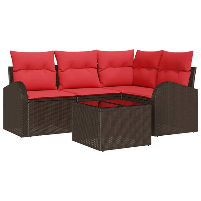 vidaXL Gartensofa-set 5 Stk Braun Poly-Rattan 3346034