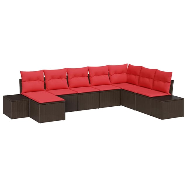 vidaXL Gartensofa-set mit Kissen 8 Stk Braun Poly-Rattan 3347184