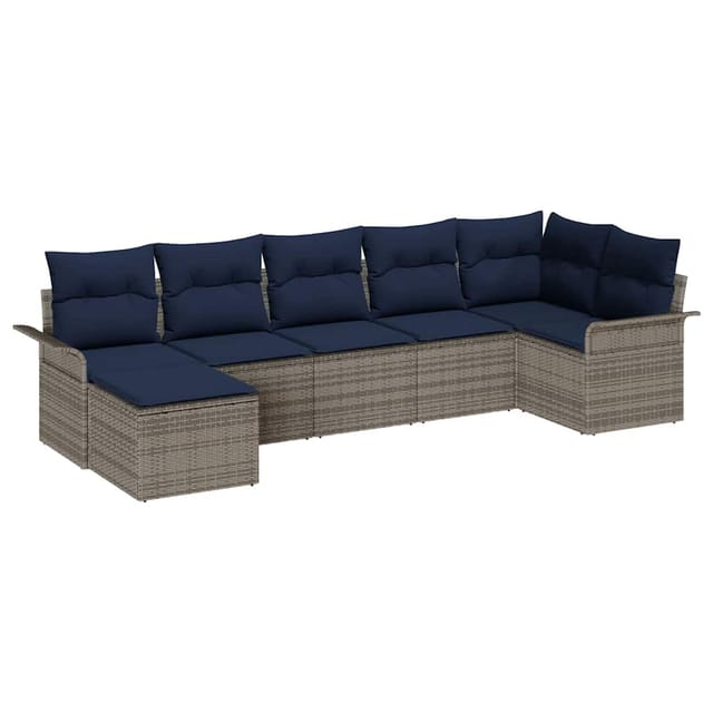 vidaXL Gartensofa-set mit Kissen Grau Poly-Rattan 3345455