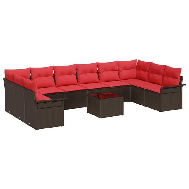 vidaXL Gartensofa-set mit Kissen 11 Stk Braun Poly-Rattan 3345554