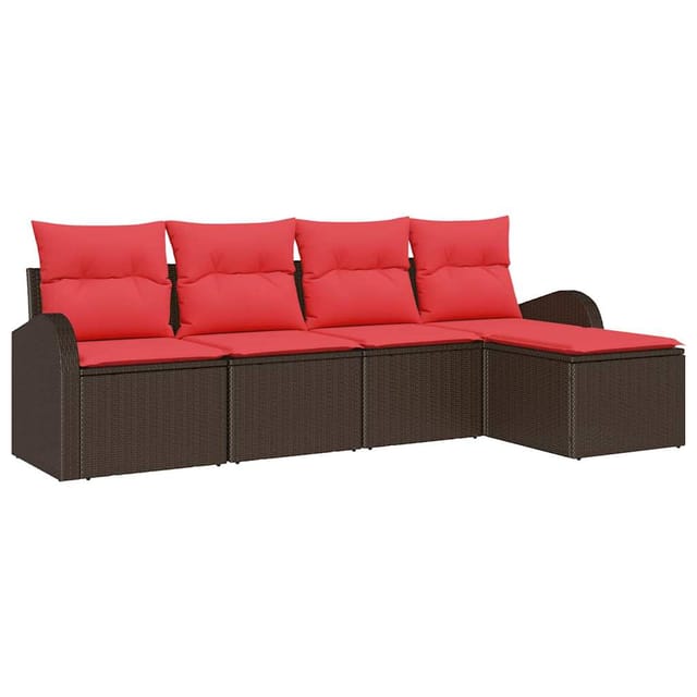 vidaXL Gartensofa-set 5 Stk Braun Poly-Rattan 3346004