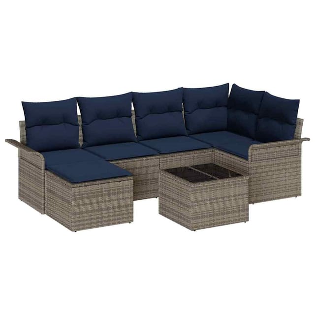 vidaXL Gartensofa-set mit Kissen Grau Poly-Rattan 3345445