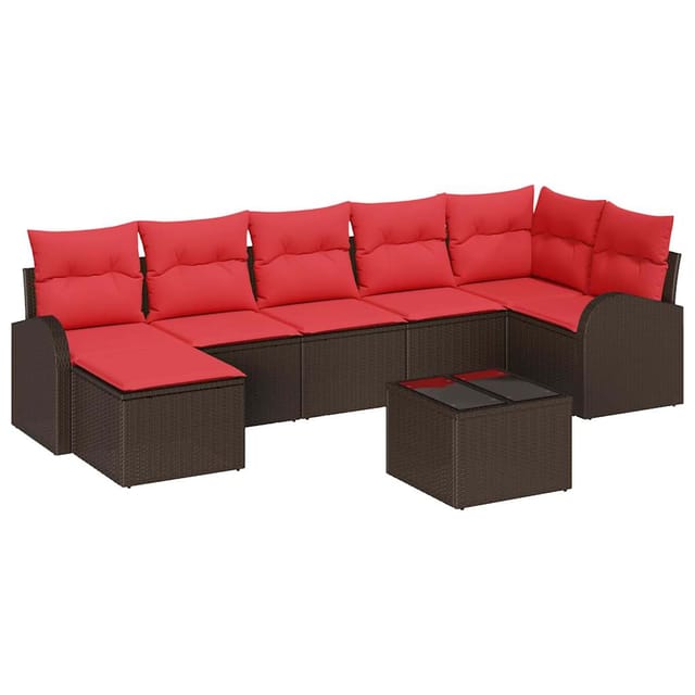 vidaXL Gartensofa-set mit Kissen 8 Stk Braun Poly Rattan 3346144